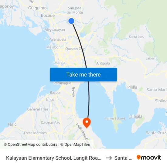 Kalayaan Elementary School, Langit Road, Caloocan City to Santa Rosa map