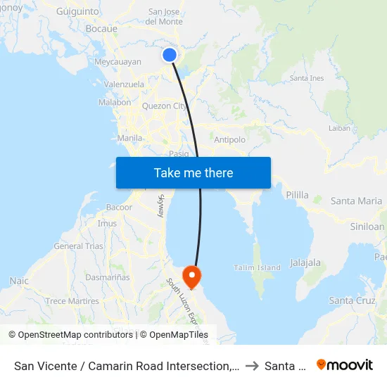 San Vicente / Camarin Road Intersection, Caloocan City to Santa Rosa map