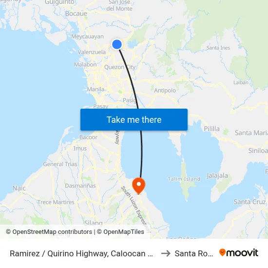 Ramirez / Quirino Highway, Caloocan City to Santa Rosa map