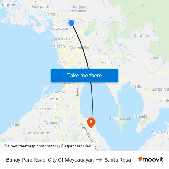 Bahay Pare Road, City Of Meycauayan to Santa Rosa map