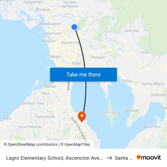 Lagro Elementary School, Ascencion Avenue, Quezon City to Santa Rosa map