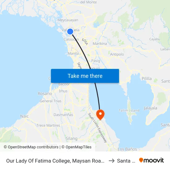Our Lady Of Fatima College, Maysan Road, Valenzuela City to Santa Rosa map