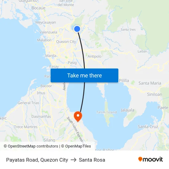 Payatas Road, Quezon City to Santa Rosa map