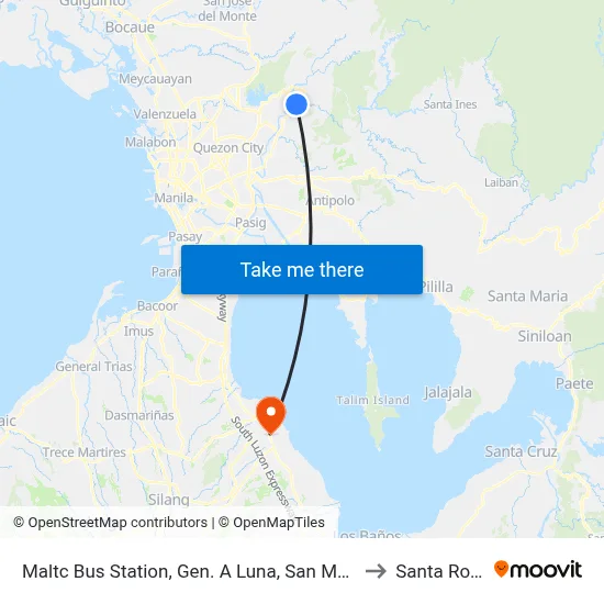 Maltc Bus Station, Gen. A Luna, San Mateo to Santa Rosa map