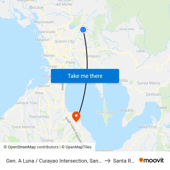 Gen. A Luna / Curayao Intersection, San Mateo to Santa Rosa map