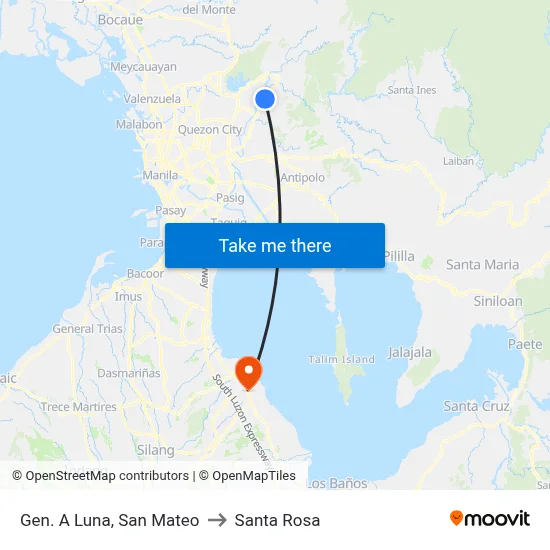 Gen. A Luna, San Mateo to Santa Rosa map