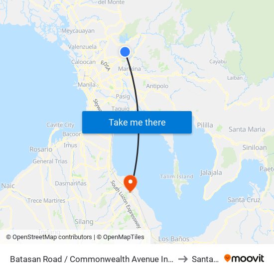 Batasan Road / Commonwealth Avenue Intersection, Quezon City to Santa Rosa map