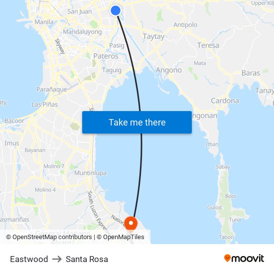 Eastwood to Santa Rosa map