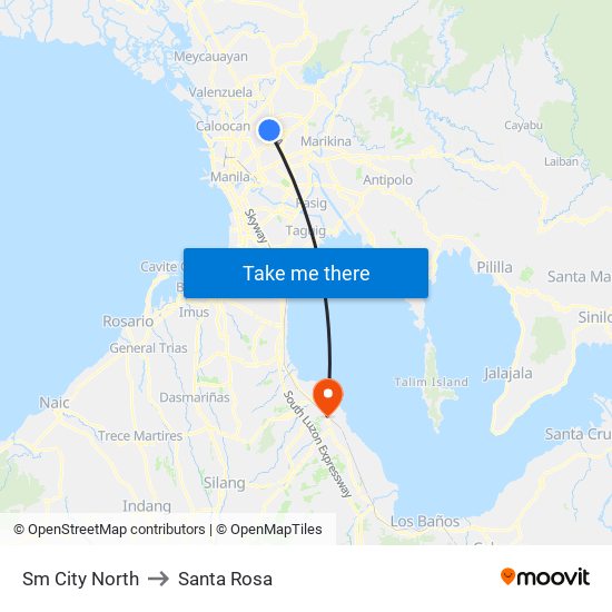 Sm City North to Santa Rosa map