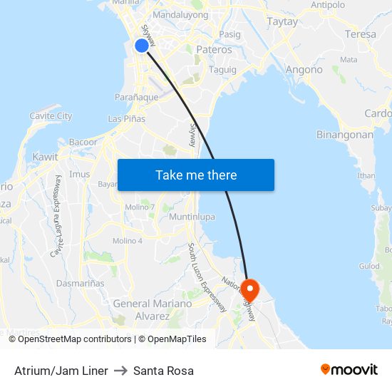 Atrium/Jam Liner to Santa Rosa map