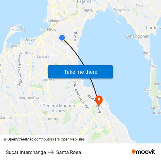 Sucat Interchange to Santa Rosa map