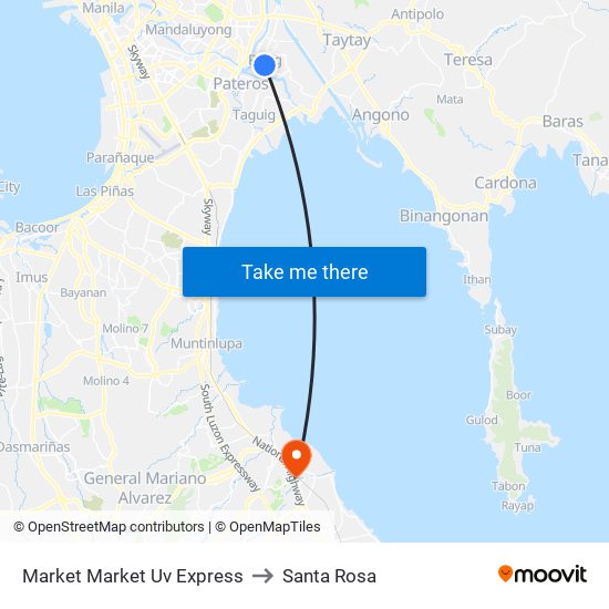 Market Market Uv Express to Santa Rosa map