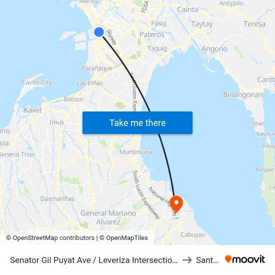 Senator Gil Puyat Ave / Leveriza Intersection West Bound, Lungsod Ng Pasay to Santa Rosa map