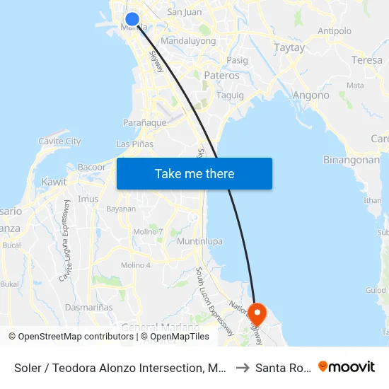 Soler / Teodora Alonzo Intersection, Manila to Santa Rosa map