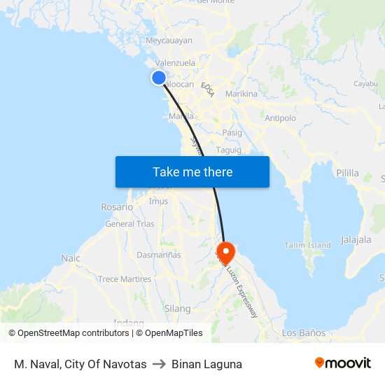 M. Naval, City Of Navotas to Binan Laguna map