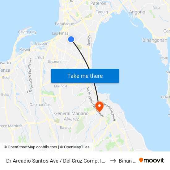 Dr Arcadio Santos Ave / Del Cruz Comp. Intersection, Parañaque City, Manila to Binan Laguna map