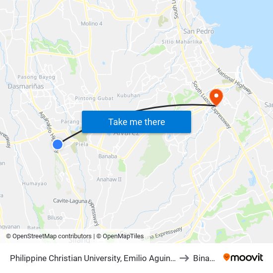 Philippine Christian University, Emilio Aguinaldo Hwy, Lungsod Ng Dasmariñas, Manila to Binan Laguna map