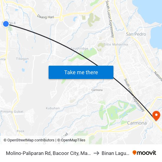 Molino-Paliparan Rd, Bacoor City, Manila to Binan Laguna map