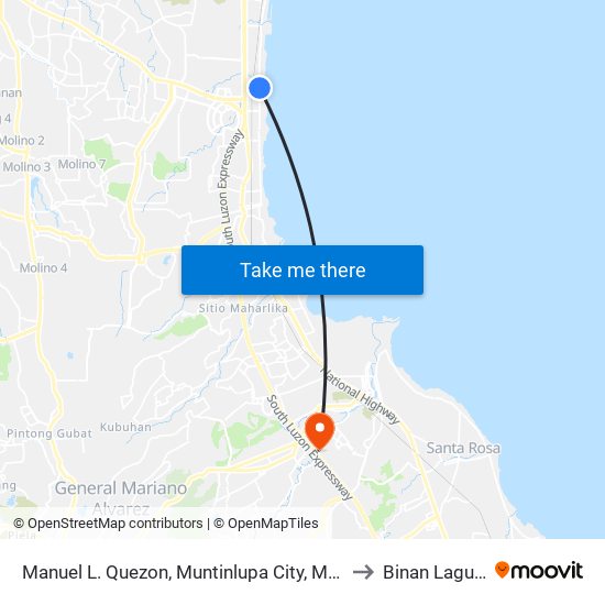 Manuel L. Quezon, Muntinlupa City, Manila to Binan Laguna map