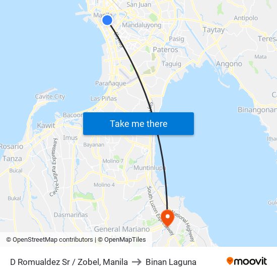 D Romualdez Sr / Zobel, Manila to Binan Laguna map