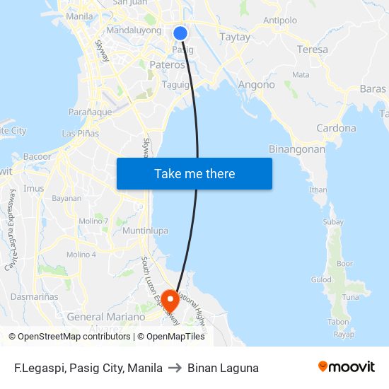 F.Legaspi, Pasig City, Manila to Binan Laguna map