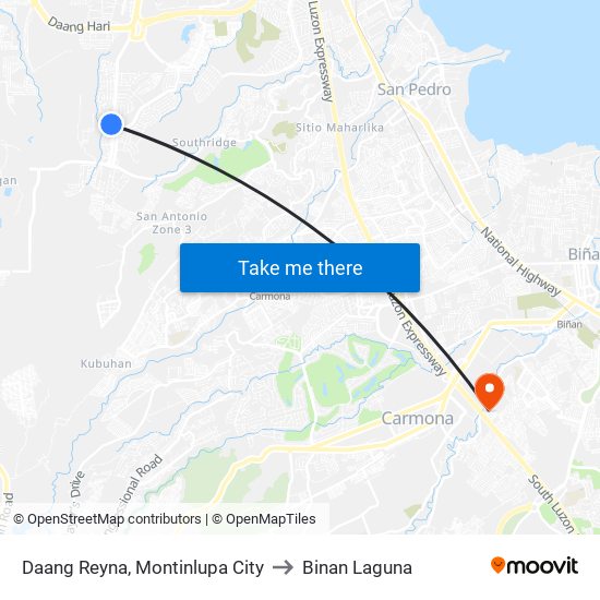 Daang Reyna, Montinlupa City to Binan Laguna map