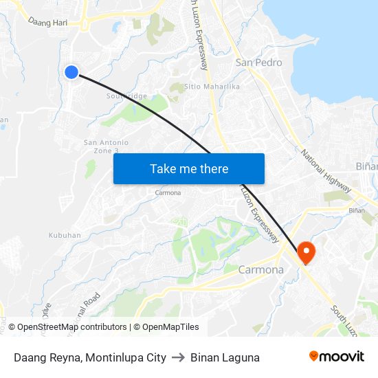 Daang Reyna, Montinlupa City to Binan Laguna map