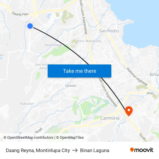 Daang Reyna, Montinlupa City to Binan Laguna map