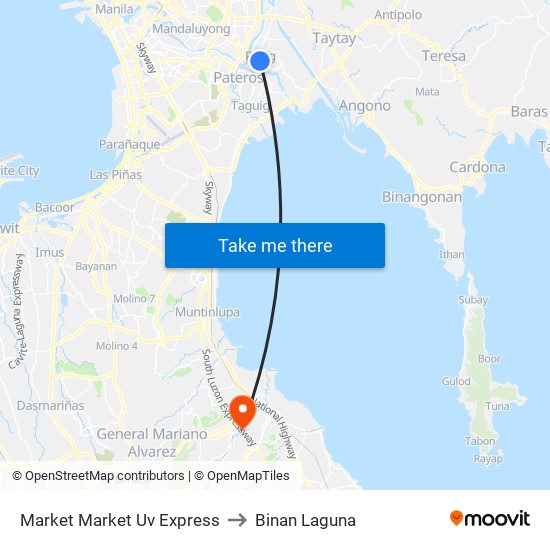 Market Market Uv Express to Binan Laguna map