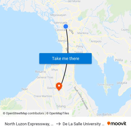 North Luzon Expressway, Valenzuela City to De La Salle University - Dasmariñas map