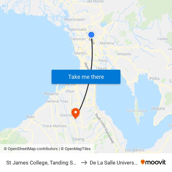 St James College, Tanding Sora Avenue, Quezon City to De La Salle University - Dasmariñas map