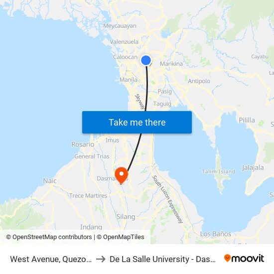 West Avenue, Quezon City to De La Salle University - Dasmariñas map