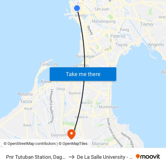 Pnr Tutuban Station, Dagupan, Manila to De La Salle University - Dasmariñas map