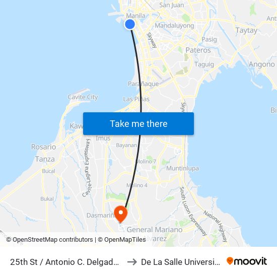 25th St / Antonio C. Delgado Intersection, Manila to De La Salle University - Dasmariñas map