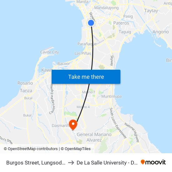 Burgos Street, Lungsod Ng Pasay to De La Salle University - Dasmariñas map