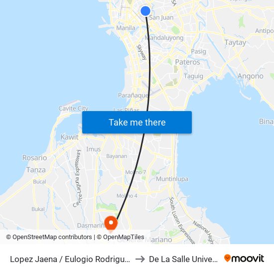 Lopez Jaena / Eulogio Rodriguez Sr Ave Intersection, Manila to De La Salle University - Dasmariñas map