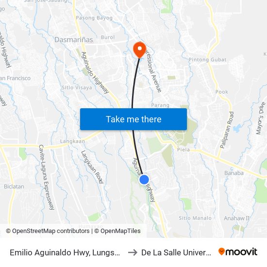 Emilio Aguinaldo Hwy, Lungsod Ng Dasmariñas, Manila to De La Salle University - Dasmariñas map