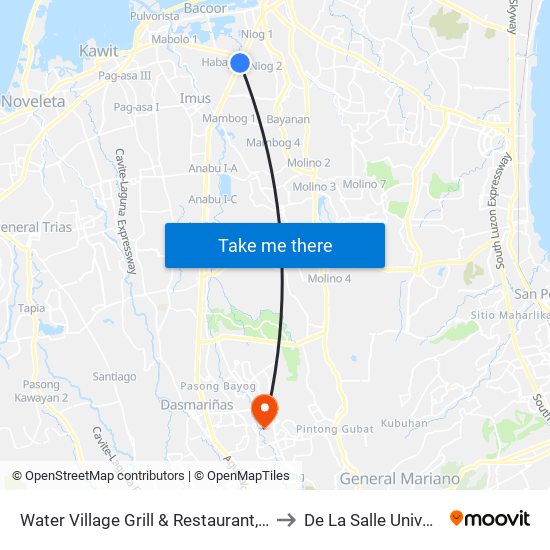 Water Village Grill & Restaurant, Water Village Grill & Restaurant to De La Salle University - Dasmariñas map