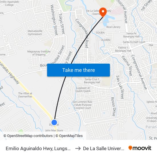 Emilio Aguinaldo Hwy, Lungsod Ng Dasmariñas, Manila to De La Salle University - Dasmariñas map