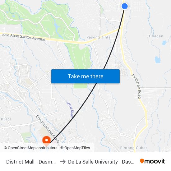 District Mall - Dasmarinas to De La Salle University - Dasmariñas map