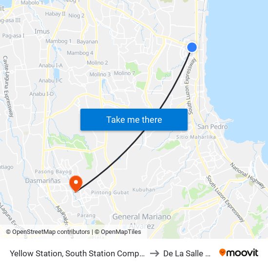 Yellow Station, South Station Complex Spectrum Midway Extension,  Muntinlupa City, Manila to De La Salle University - Dasmariñas map