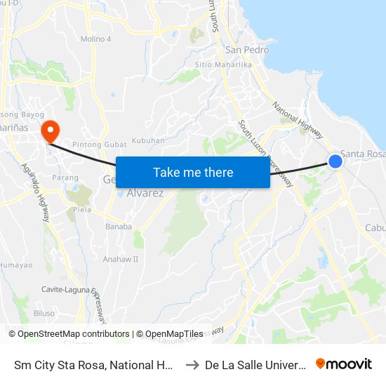 Sm City Sta Rosa, National Hwy, Santa Rosa City, Manila to De La Salle University - Dasmariñas map