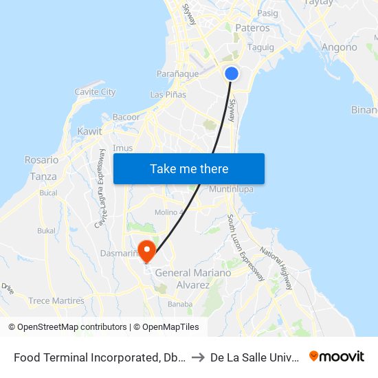 Food Terminal Incorporated, Dbp Ave, Taguig City, Manila, Manila to De La Salle University - Dasmariñas map