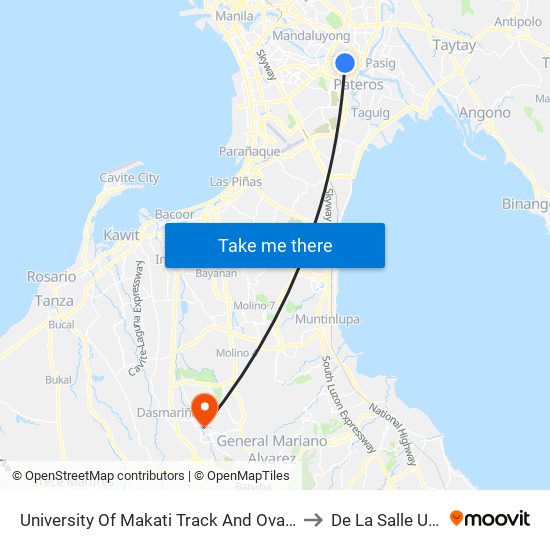 University Of Makati Track And Oval Field, Dr Jose P. Rizal Extension, Makati City, Manila to De La Salle University - Dasmariñas map