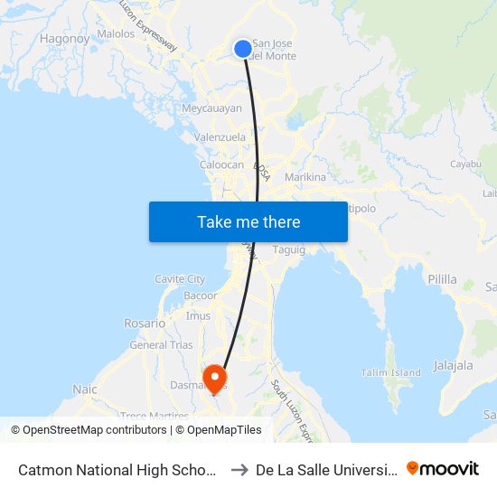 Catmon National High School, Santa Maria, Manila to De La Salle University - Dasmariñas map