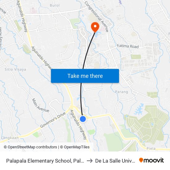 Palapala Elementary School, Pala-Pala Rd, Dasmariñas City, Manila to De La Salle University - Dasmariñas map