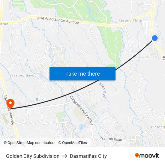 Golden City Subdivision to Dasmariñas City map