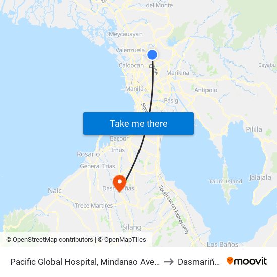 Pacific Global Hospital, Mindanao Avenue, Quezon City to Dasmariñas City map