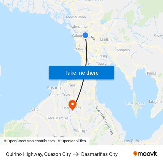 Quirino Highway, Quezon City to Dasmariñas City map