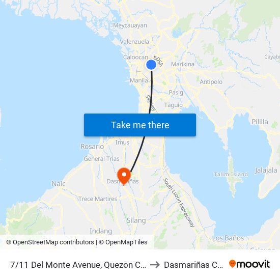 7/11 Del Monte Avenue, Quezon City to Dasmariñas City map